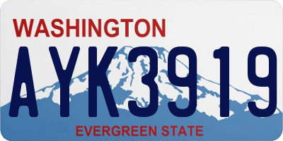 WA license plate AYK3919