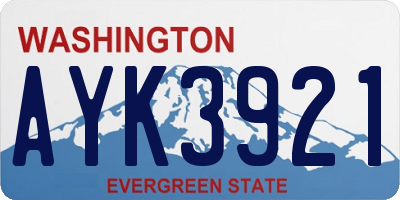 WA license plate AYK3921