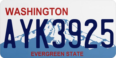 WA license plate AYK3925