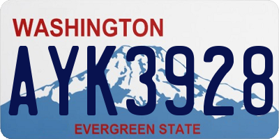 WA license plate AYK3928