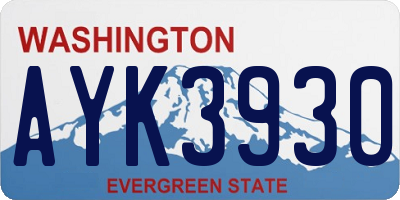 WA license plate AYK3930