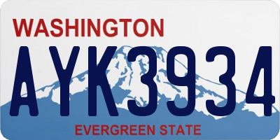 WA license plate AYK3934