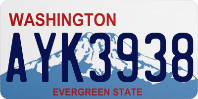 WA license plate AYK3938
