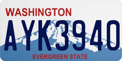 WA license plate AYK3940