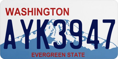 WA license plate AYK3947