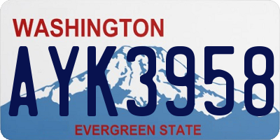 WA license plate AYK3958