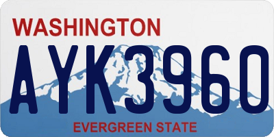 WA license plate AYK3960