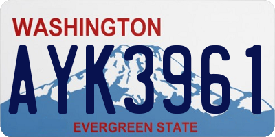 WA license plate AYK3961