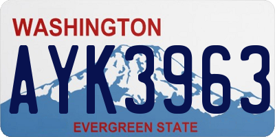 WA license plate AYK3963