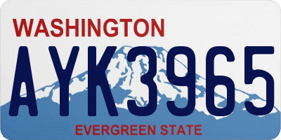WA license plate AYK3965