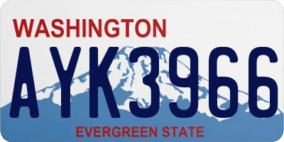 WA license plate AYK3966