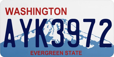 WA license plate AYK3972