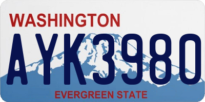 WA license plate AYK3980