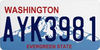 WA license plate AYK3981