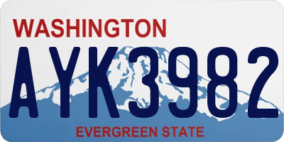 WA license plate AYK3982