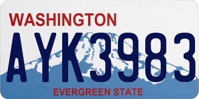 WA license plate AYK3983