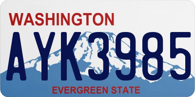 WA license plate AYK3985