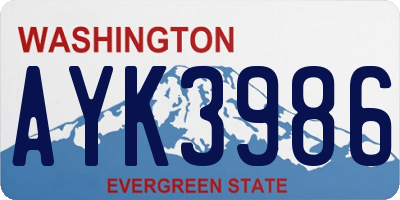 WA license plate AYK3986