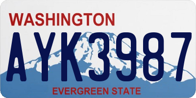 WA license plate AYK3987