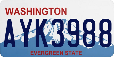 WA license plate AYK3988
