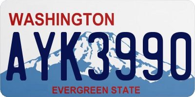 WA license plate AYK3990