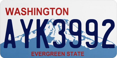 WA license plate AYK3992