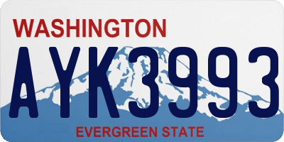 WA license plate AYK3993