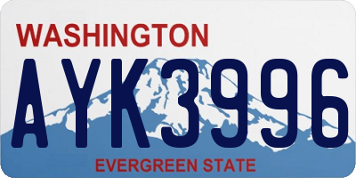 WA license plate AYK3996