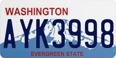 WA license plate AYK3998