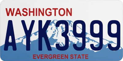WA license plate AYK3999