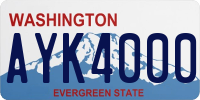 WA license plate AYK4000