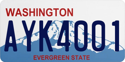 WA license plate AYK4001