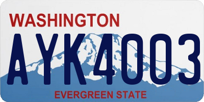WA license plate AYK4003