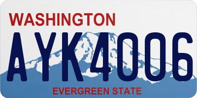 WA license plate AYK4006