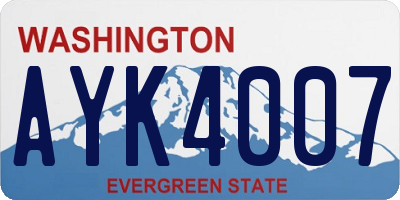 WA license plate AYK4007