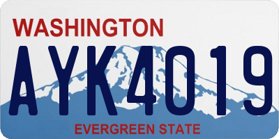 WA license plate AYK4019
