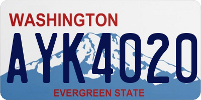 WA license plate AYK4020