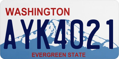 WA license plate AYK4021