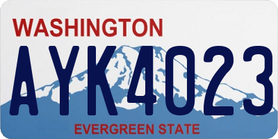WA license plate AYK4023
