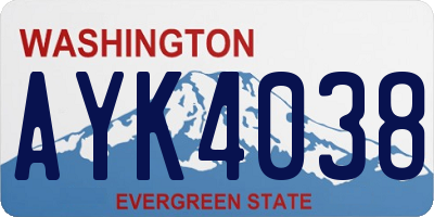 WA license plate AYK4038