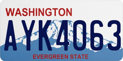 WA license plate AYK4063
