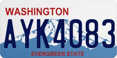WA license plate AYK4083