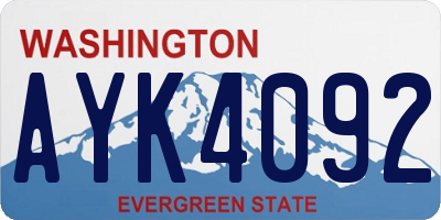 WA license plate AYK4092
