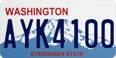 WA license plate AYK4100