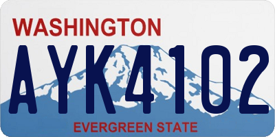 WA license plate AYK4102