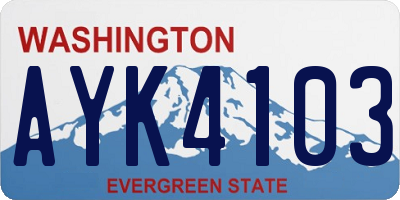 WA license plate AYK4103