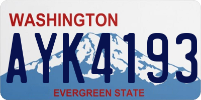 WA license plate AYK4193