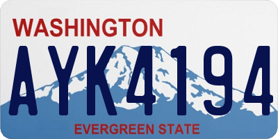 WA license plate AYK4194