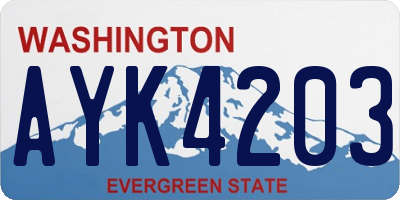 WA license plate AYK4203