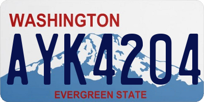 WA license plate AYK4204